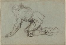 A Kneeling Man Holding a Staff [recto], mid 1550s. Creator: Jacopo Tintoretto