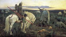 A Knight at the Crossroads 1898. Artist: Viktor Mihajlovic Vasnecov