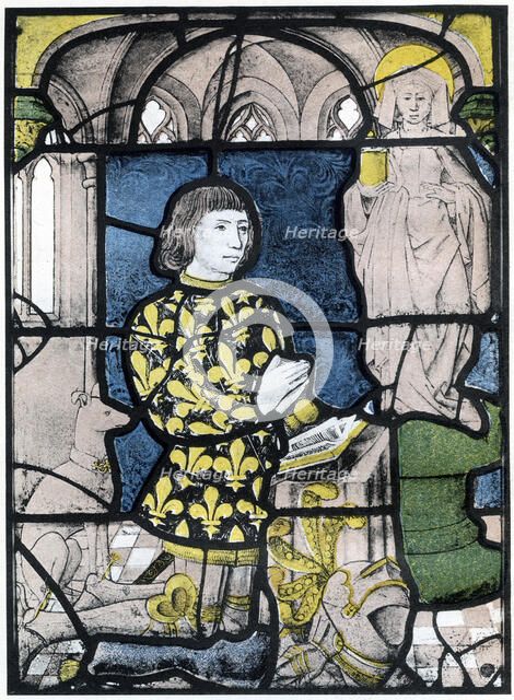 A knight (de Bernemicourt) at his orisons before an image of St Mary Magdalene, c1500, (1924). Artist: Unknown
