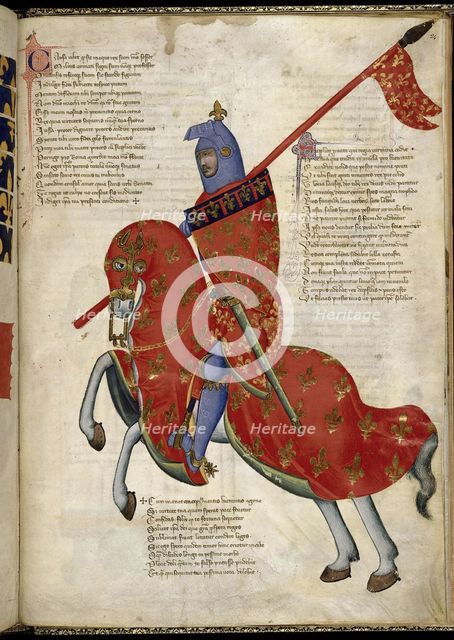 A knight from Prato (From Regia Carmina by Convenevole da Prato). Artist: Pacino di Buonaguida (active 1302-1343)
