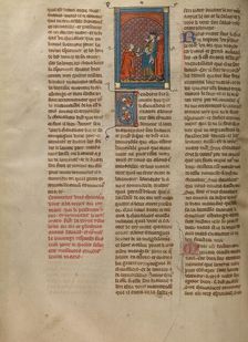 A Knight Presenting a Magic Ivory Horn to King Mark, about 1320-1340. Creator: Unknown