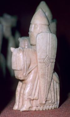 A Knight - The Lewis Chessmen, (Norwegian?), c1150-c1200