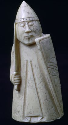 A Knight - The Lewis Chessmen, (Norwegian?), c1150-c1200