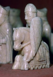 A Knight - The Lewis Chessmen, (Norwegian?), c1150-c1200