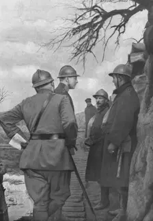 'A l'armee Belge; Le roi Albert, Le roi des Belges aux tranchees de Steenstraete 1916 (1924) Creator: Unknown