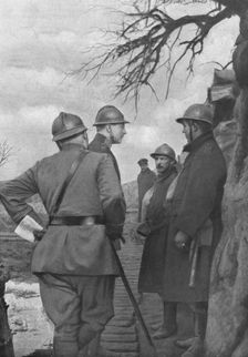 'A l'armee Belge; Le roi Albert, Le roi des Belges aux tranchees de Steenstraete 1916 (1924) Creator: Unknown