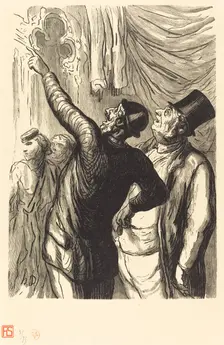 À l'Exposition Universelle: Un vrai Cicerone, 1867. Creator: Julien Antoine Peulot