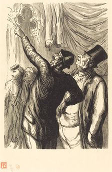 À l'Exposition Universelle: Un vrai Cicerone, 1867. Creator: Julien Antoine Peulot