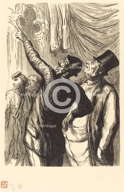 À l'Exposition Universelle: Un vrai Cicerone, 1867. Creator: Julien Antoine Peulot.