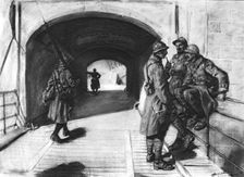 A l'entrée du fort Saint-Michel, au Nord de Verdun; entre deux bombardements 1916. Creator: Lucien Jonas