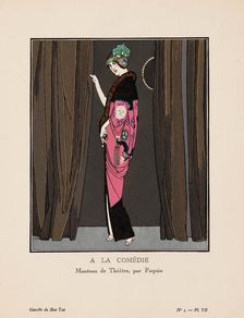 A la comédie. Manteau de Théâtre, par Paquin (La Gazette du Bon ton), 1912-1913. Creator: Gosé, Xavier (1876-1915)