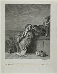 À la cour d'assises: L'avocat, debout, s'entretenant avec l'accusé, 1878. Creator: Burn Smeeton