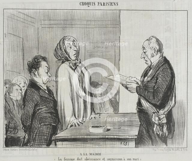 À la Mairie.., 1854. Creator: Honore Daumier.