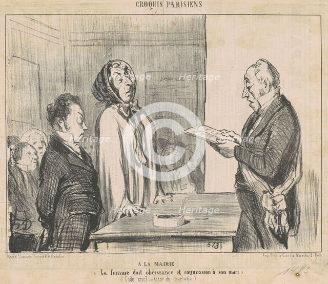 À la Mairie, 1854.  Creator: Honore Daumier.