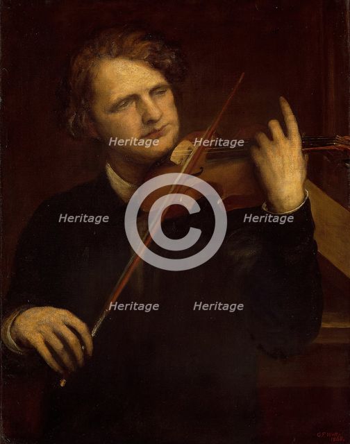 A Lamplight Study: Herr Joachim, 1868. Creator: George Frederick Watts.