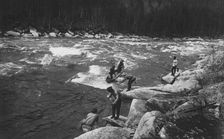 A Land-Management Expedition Boat Passing a Mrassu River Rapids, 1913. Creator: GI Ivanov