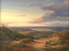 A Landscape near Himmelbjerget, Jutland. In the Foreground a Gypsy Family, 1842. Creator: Louis Gurlitt