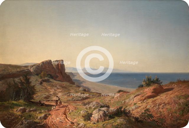 A Landscape. Recollections of Andalusia: the Mediterranean coast near Torremolinos, 1860. Creator: Carlos de Haes.