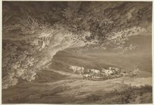 A Landscape with a Herd of Cows and Goats, Surmounted by Another Landscape..., c. 1800. Creator: Adrian Zingg