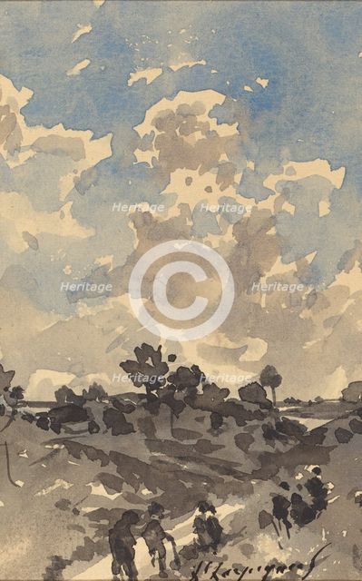 A Landscape with Figures Walking along a Path. Creator: Henri-Joseph Harpignies.