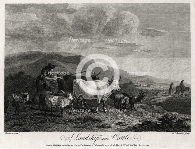 'A Landskip and Cattle', 1774.   Creator: James Roberts.