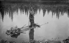 A Laborer Returning From a Land-Management Expedition on a Raft After His Dismissal...,1913. Creator: GI Ivanov