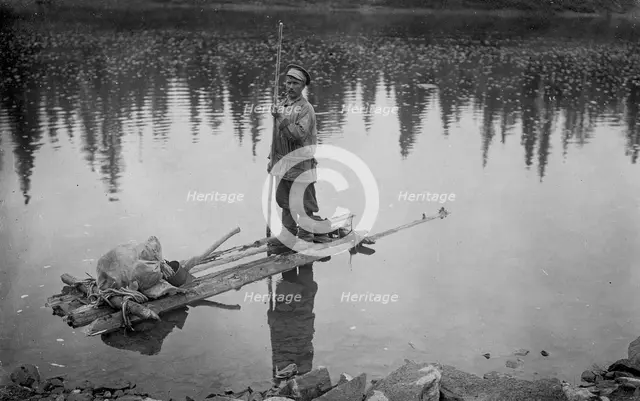 A Laborer Returning From a Land-Management Expedition on a Raft After His Dismissal...,1913. Creator: GI Ivanov.