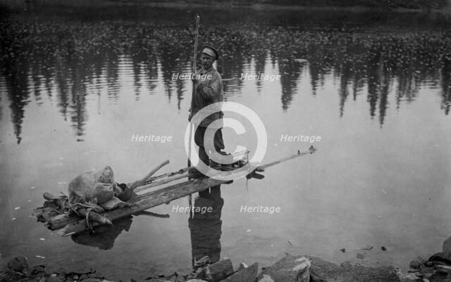 A Laborer Returning From a Land-Management Expedition on a Raft After His Dismissal...,1913. Creator: GI Ivanov.