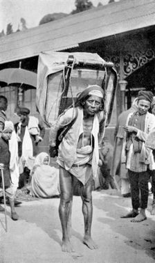 A labourer carrying tea, Darjeeling, West Bengal, India, c1910
