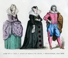 A lady of the court, Marie de Medici as a widow, and a gentleman, c1620 (1882-1884)