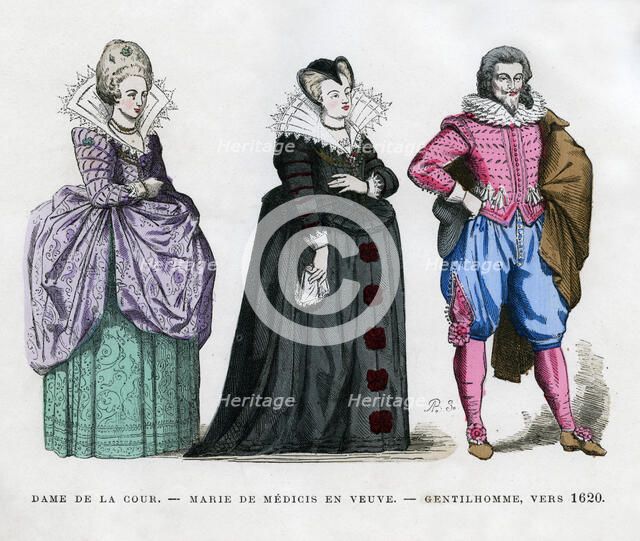 A lady of the court, Marie de' Medici as a widow, and a gentleman, c1620 (1882-1884). Artist: Unknown