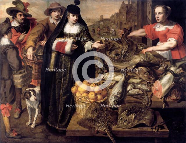 A lady at the fish market in Antwerp, 1630-1640. Creator: Utrecht, Adriaen van (1599-1652).