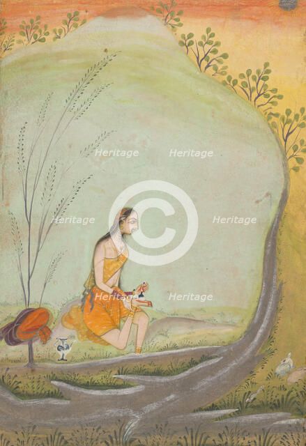 A Lady Applying Henna to Her Foot, ca. 1720-30. Creator: Ustad Mohamed.