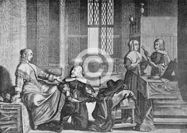 'A Lady Buying Shoes', c1650, (1903). Artist: Wenceslaus Hollar.