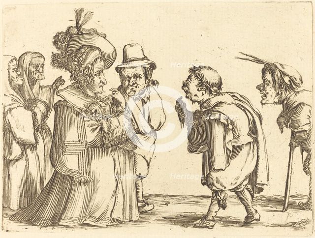 A Lady Greeted by a Dwarf. Creator: Stefano della Bella.
