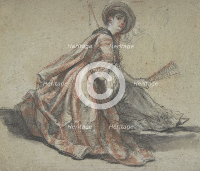 A Lady Holding a Fan, 18th century. Creator: Michel Barthelemy Ollivier.
