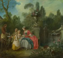 A Lady in a Garden taking Coffee with some Children, ca 1742. Artist: Lancret, Nicolas (1690-1743)