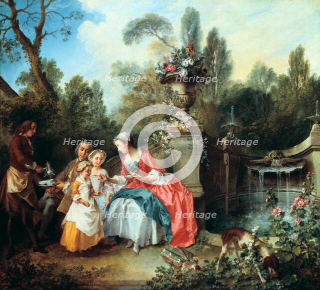 'A Lady in a Garden taking Coffee with some Children', probably 1742. Artist: Nicolas Lancret