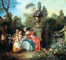 A Lady in a Garden taking Coffee with some Children probably 1742. Artist: Nicolas Lancret