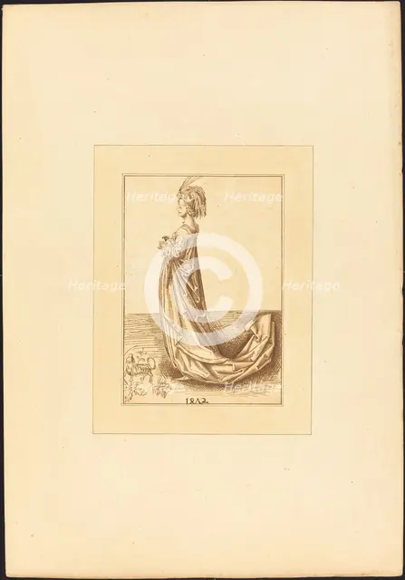 A Lady in a Long Dress, 1780. Creator: Maria Catharina Prestel.