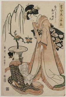 A Lady-in-Waiting with Waist as Slender as a Willow..., 1807. Creator: Eizan Kikugawa (Japanese, 1787-1867)