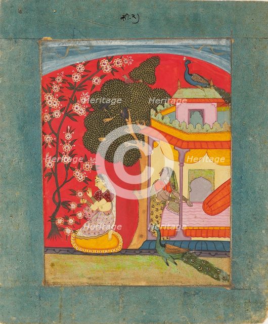 A lady picking blossoms, illustrating the musical mode Ramakali Ragini, c1675. Artist: Unknown.