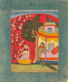 A lady picking blossoms, illustrating the musical mode Ramakali Ragini, c1675