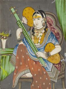 A lady playing a vina, 19th century