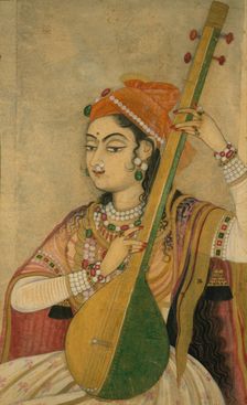 A Lady Playing the Tanpura, ca. 1735. Creator: Unknown