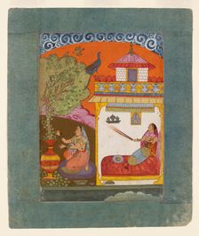 A lady plucking leaves, illustrating the musical mode Gunakali Ragini, c1675