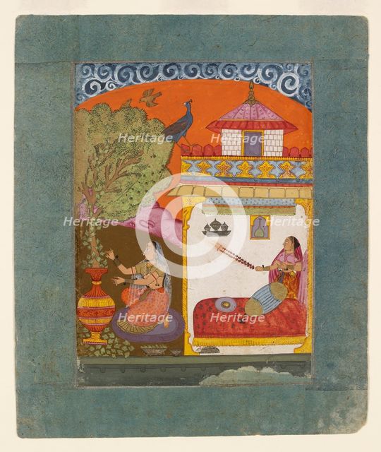 A lady plucking leaves, illustrating the musical mode Gunakali Ragini, c1675. Artist: Unknown.