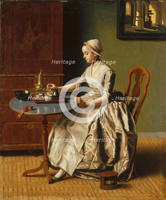 A Lady pouring Chocolate (La Chocolatière), c. 1745. Artist: Liotard, Jean-Étienne (1702-1789)