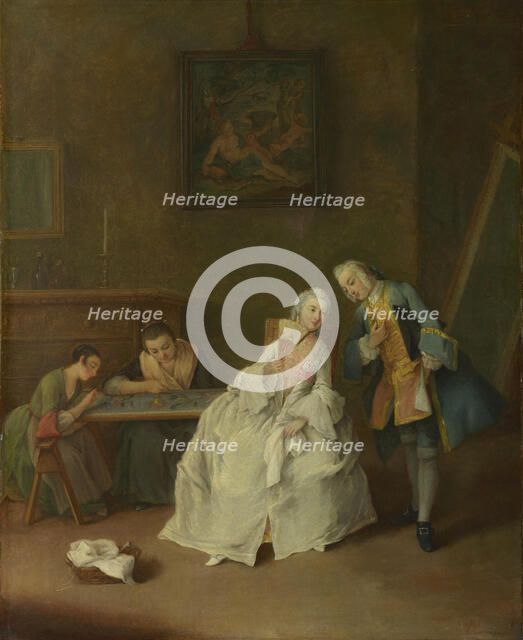 A Lady receiving a Cavalier, 1747-1755. Artist: Longhi, Pietro (1701-1785)