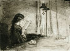 A Lady Reading, 1858. Creator: Francis Seymour Haden